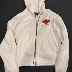 Harley-Davidson White Hoodie with Orange Chest 120th Anniversary